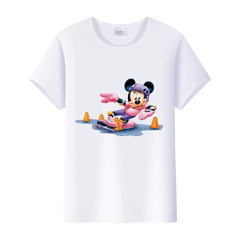 Casual Unisex Cartoon Minnie Tshirt Mickey Mouse Tops Graphic Clothes Summer Blouses T-shirt White 2000s Tees