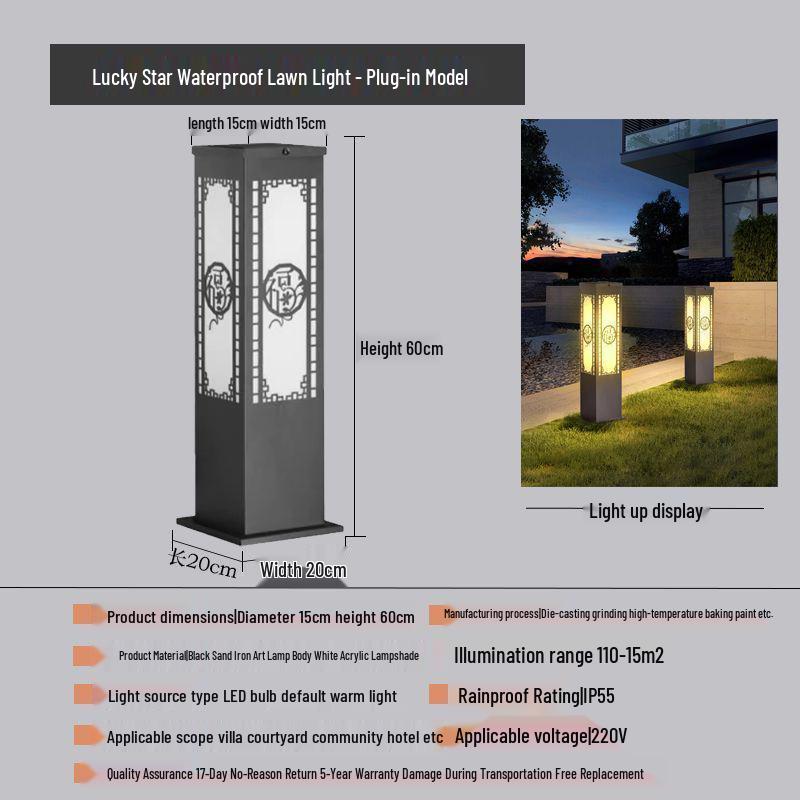 Solar-Powered Waterproof Lawn Light for Outdoor Garden or Villa
