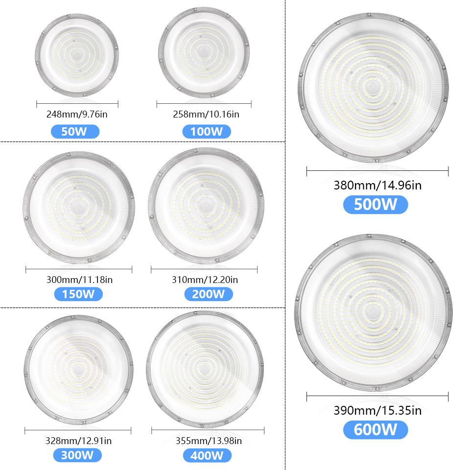 

Светодиодный светильник UFO High Bay Light 50 Вт-600 Вт AC85-265 В, холодный белый, яркость IP66, водонепроницаемый и пыленепроницаемый для уличной садовой настенной промышленности Cold White