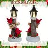 2pcs Red Cardinal Christmas Statues with LED Lights, Cozy Christmas Tabletop Figurine Winter Statue Decor, Glowing X mas Decorations