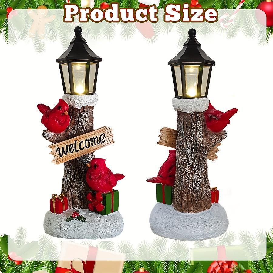 2pcs Red Cardinal Christmas Statues with LED Lights, Cozy Christmas Tabletop Figurine Winter Statue Decor, Glowing X mas Decorations