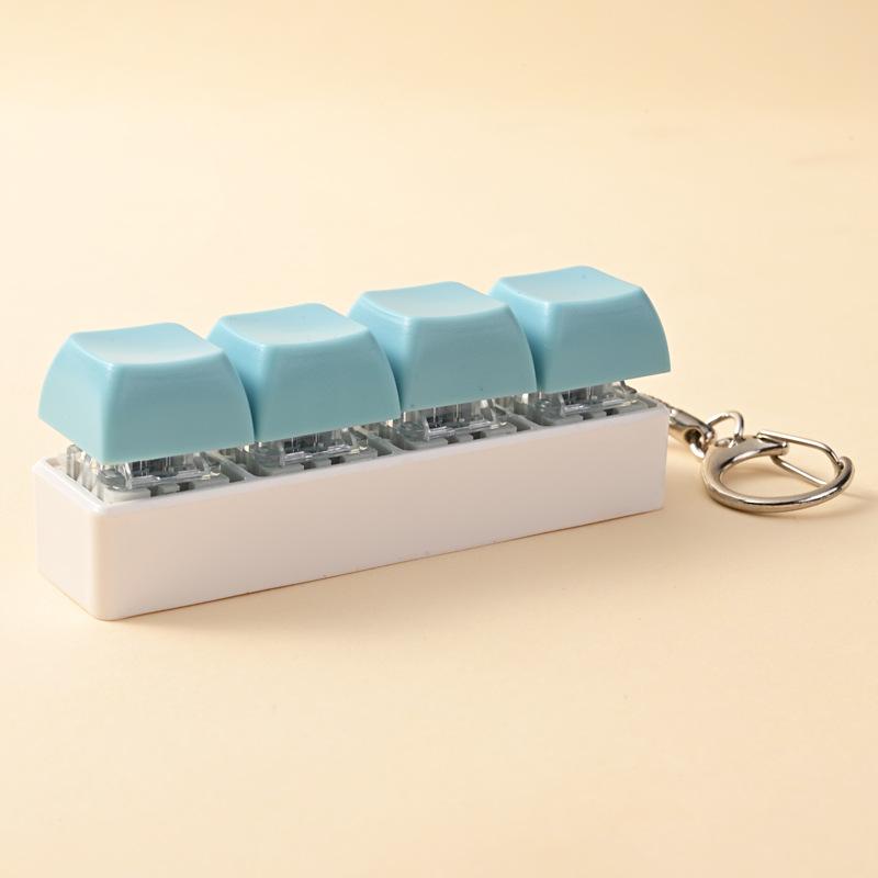 4 Keys Button Keycap Stress Relief Adult Fidget Toy Keychain 4 Keys Keyboard Fidget Gadgets Toys Diy Keyboard Keychain Toys