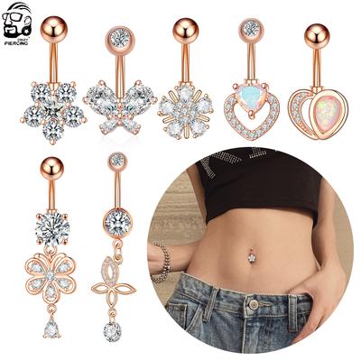 14G prsteny na pupík Nerezové činky pro ženy Dívčí prsteny do pupíku GZ Body Jewelry Piercing do pupíku