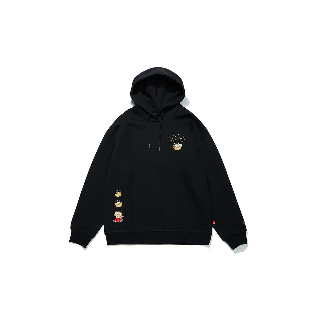 Li-Ning New Year Edition Cartoon Print Loose Hoodie Women Tops Black AWDT056-2