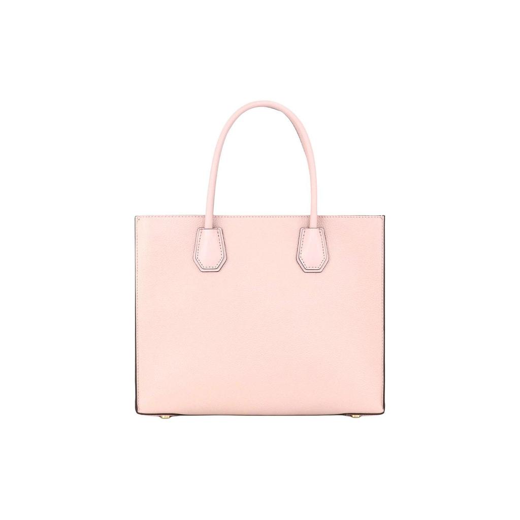 Michael Kors MK Mercer Metallic Logo Zipper Leather Shoulder Tote Bag Large Women Bags Nude-Pink 35T2GM9S3L-648