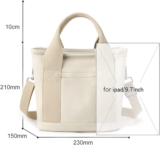 Canvas Tote Bag for Womens Multi-Pocket Handbag Fashion Crossbody Bag Shoulder Bag Hobo Bag