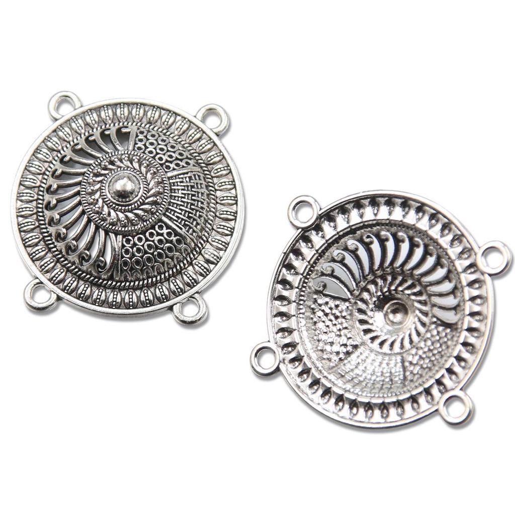 Connettore a Fiore Vuoto Retrò in 6 Stili e 2 Colori: Accessori per Gioielli Fai da Te in Lega di Zinco, Stile Etnico
