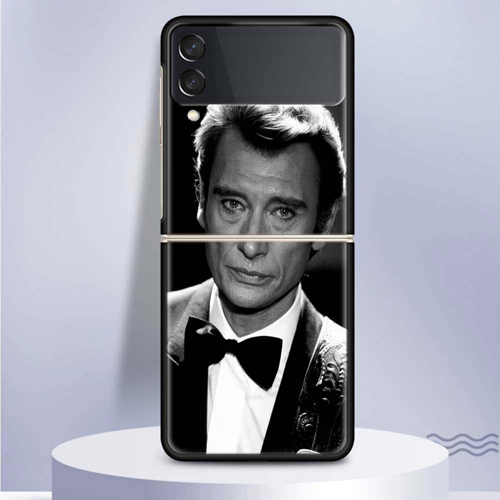 Johnny Hallyday Music Coque Phone Case For Samsung Galaxy Z Flip 6 5 4 3 5G Black Hard Cover ZFlip6 ZFlip5 ZFlip4 ZFlip3 Fundas