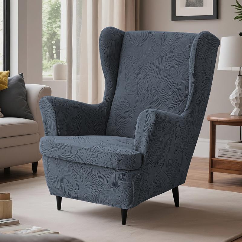 Jacquard Wing Chair Cover Dust-Proof Armchair Covers Non-Slip Sofa Slipcovers With Seat Cushion Cover For Living Room Bedroom