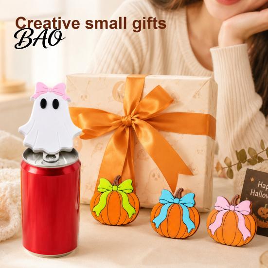 Anti Slip Soda Opener Halloween Theme Bottle Opener, Bow Ghost And Pumpkin Pattern Beer Durable Manual Openers 3D Print Decorative for Kitchen