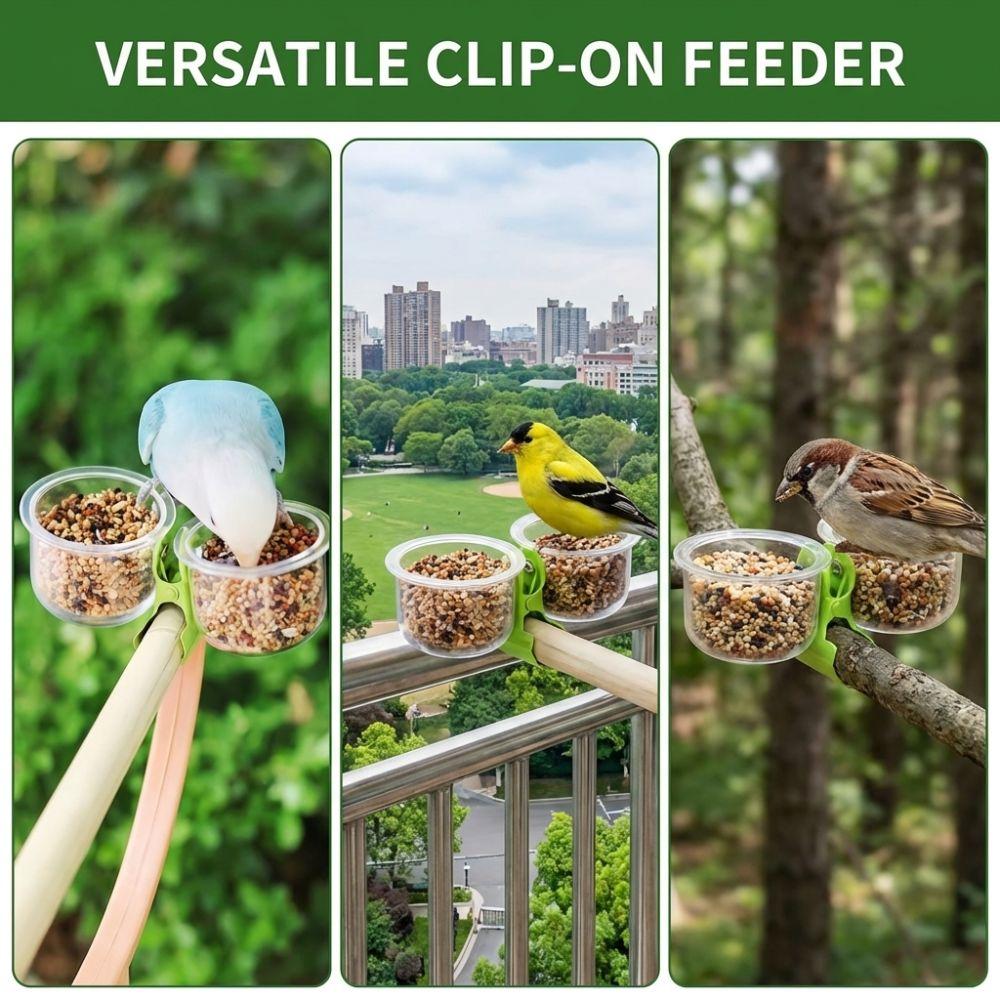 Pet Supplies Transparent Bird Cage Feeder Wear-resistant Non-slip Parrot Food Bowl With Clip Plastic Feeder Cup Small Pet Bird