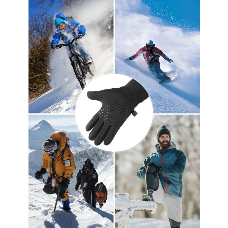 Cycling Gloves Men'S Plush Fleece Wear-Resistant Waterproof Touch Screen Outdoor Hiking and Skiing Winter Warm Gloves