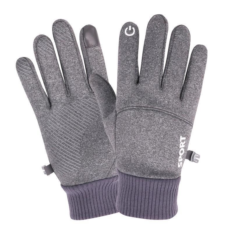 

Men s and Women s Touch Screen Waterproof Windproof Fleece-Lined Cycling Gloves for Autumn and Winter One Size хизер серый