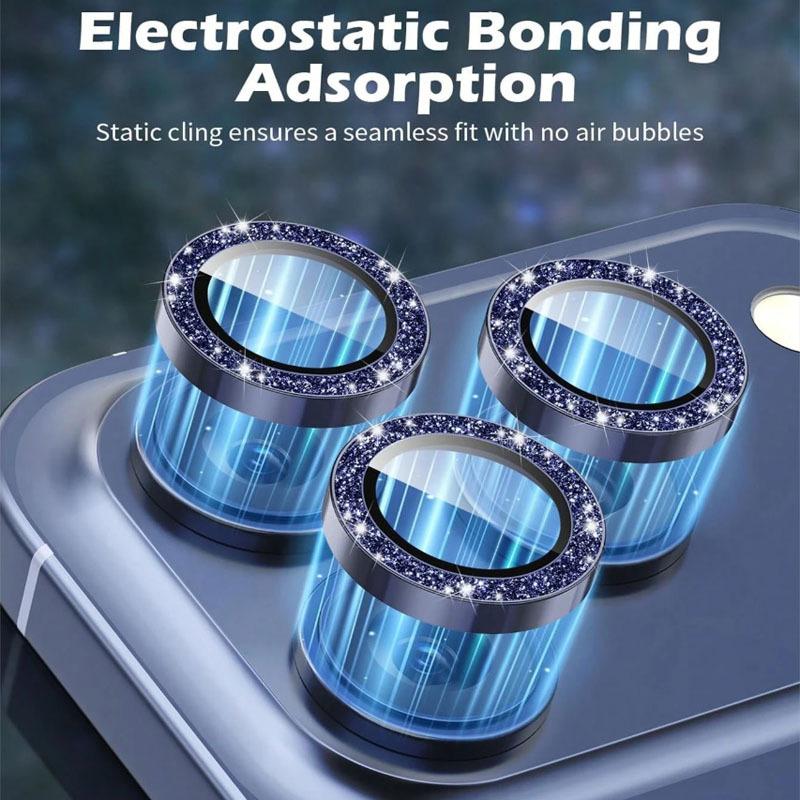 3pcs Camera Lens Protective Film for iPhone 17 Pro/Pro Max,9H Tempered Glass with Shining Metal Ring,Easy Installation 4