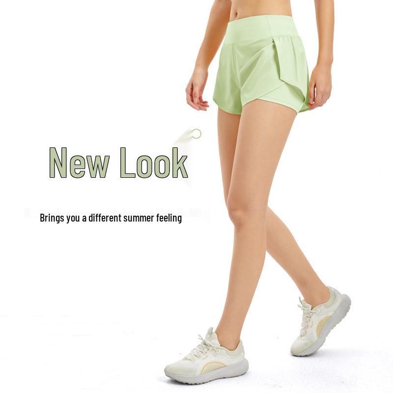 Women's Double-Layer Quick-Dry Sports Shorts: Anti-Exposure, Breathable, for Running, Yoga, Fitness.
