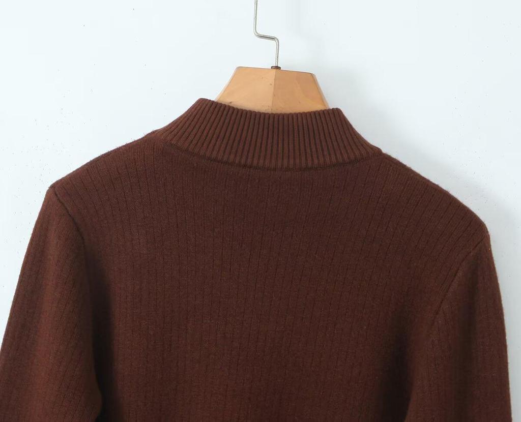 2024 Autumn Women's European & American Style Fleece-lined Warm Pullover Sweater