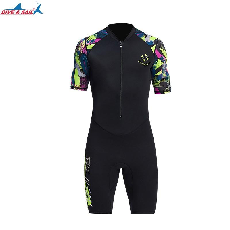 1.5mm Neoprene Wetsuit Snorkeling Surfing Swimming Diving UV Protection Short Sleeve Pants Unisex Adult