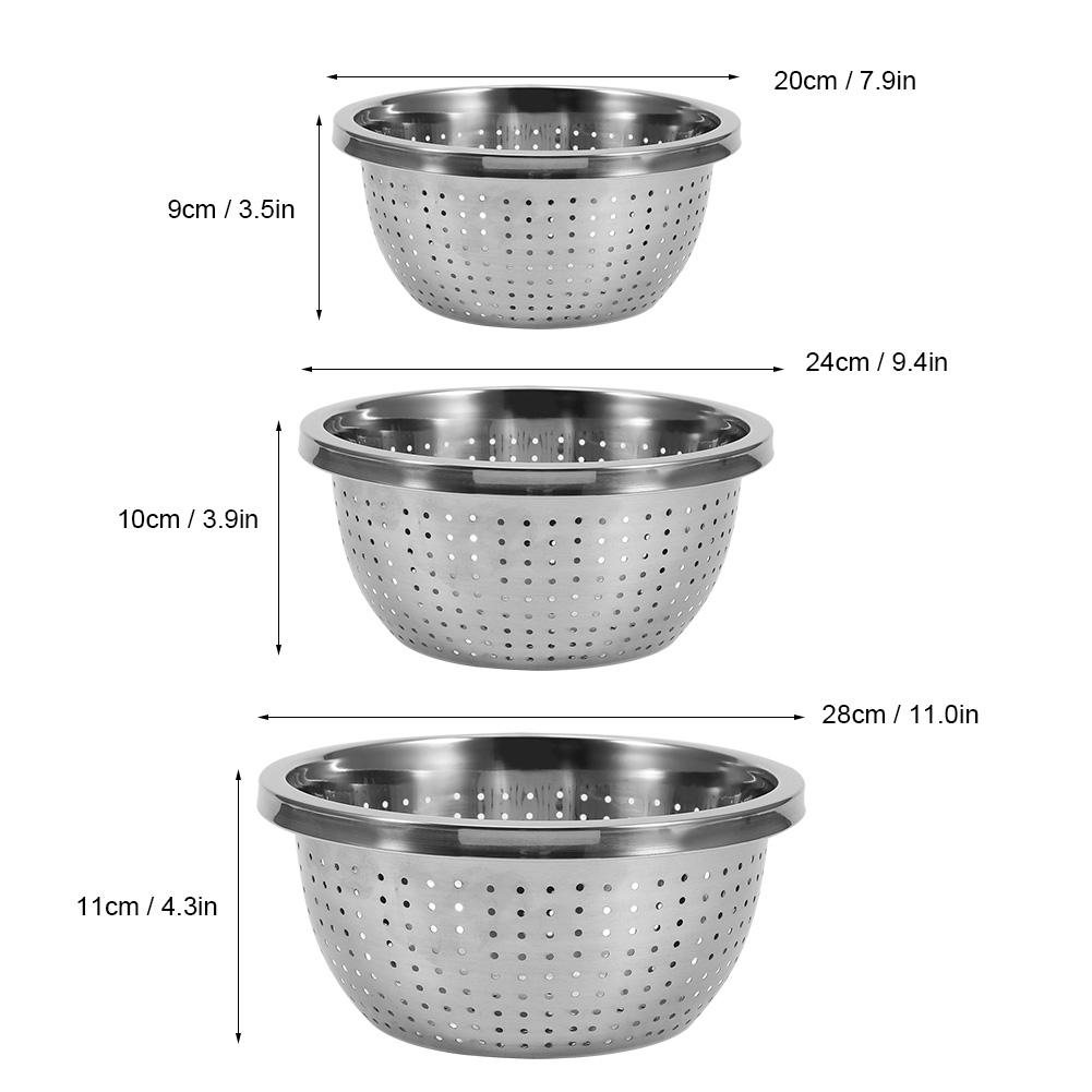 3Pcs/Set Stainless Steel Rice Sieve Rice Washing Filter Strainer Drainer Kitchen Cleaning Gadge