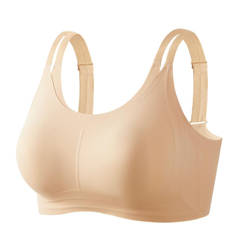 Liquid foundation invisible seamless female rabbit ear cup large chest small gathering soft support tube top ultra-thin bra cover