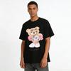 Trendy Cute Bear Print Top Retro Argyle Pink Style Unisex Loose Casual Comfortable T-Shirt Pure cotton T-shirt
