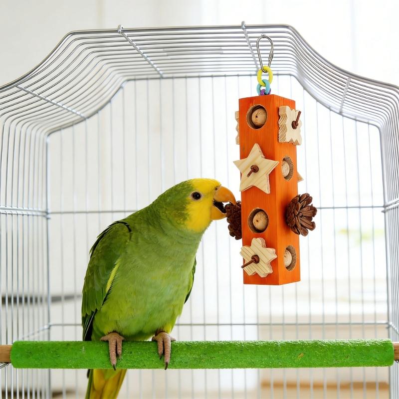 2PCS Wood Bird Chew Wooden Block Stick Toy For Pet Parrots Teeth Grinding And Stress Reduce Cage Entertainment Toy