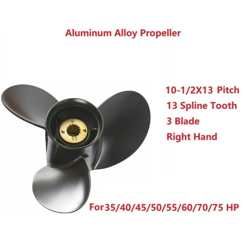 3-Blatt Außenborder-Propeller für 25PS 30PS 35PS 40PS 45PS 48PS 50PS 55PS 60PS 70PS Motoren 48-816704A45, 13 Zähne Keilverzahnung