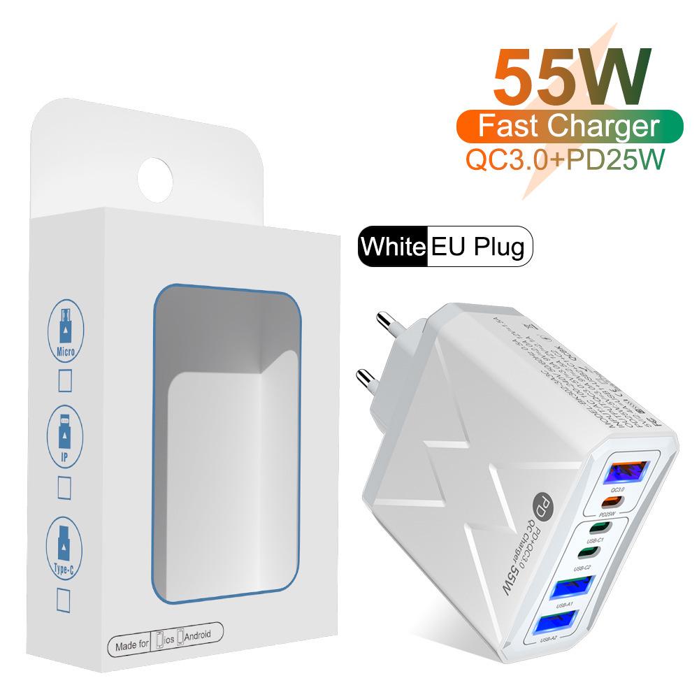 65W PD Fast Charger QC3.0, Compatible with Phones and Tablets, EU Standard.