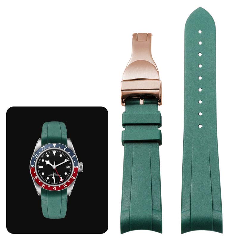 

Классический высококачественный резиновый ремешок для часов Tudor Black Bay GMT с застежкой-молнией, черный, синий, красный, 22 мм 22mm