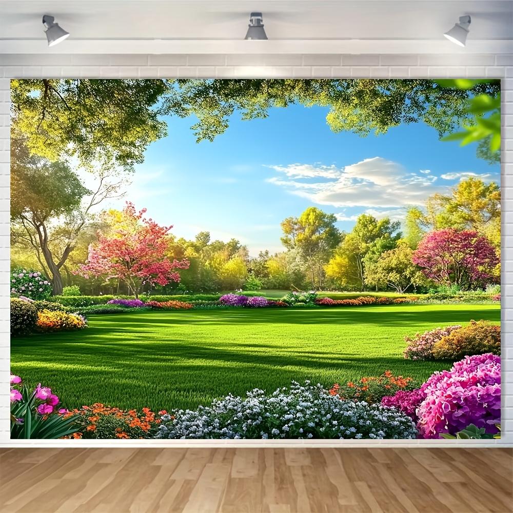 Vibrant Garden Tapestry: Lush Greenery and Blooming Flowers for a Serene Home Decor