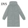 Winter Cotton Coat Down Neck Protection Stand Collar Padded Hooded with Pockets Jacket Zip-up Parka Windproof Heat Retention Daily Cold Weather