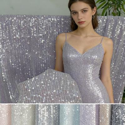 1/3/5 Yards Doppellagiger Kristall-Paillettenstoff Mode Runder Perlen-Paillettenstoff zum Nähen Hochwertige Kleider für Hochzeiten und Partys