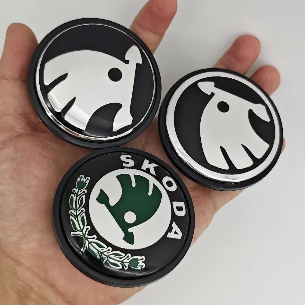 4pcs 56mm 65mm Green Black Chrome Car Wheel Center Caps for Skoda Rims Hubcaps Cover Emblem Badge Logo Auto Styling Accessories