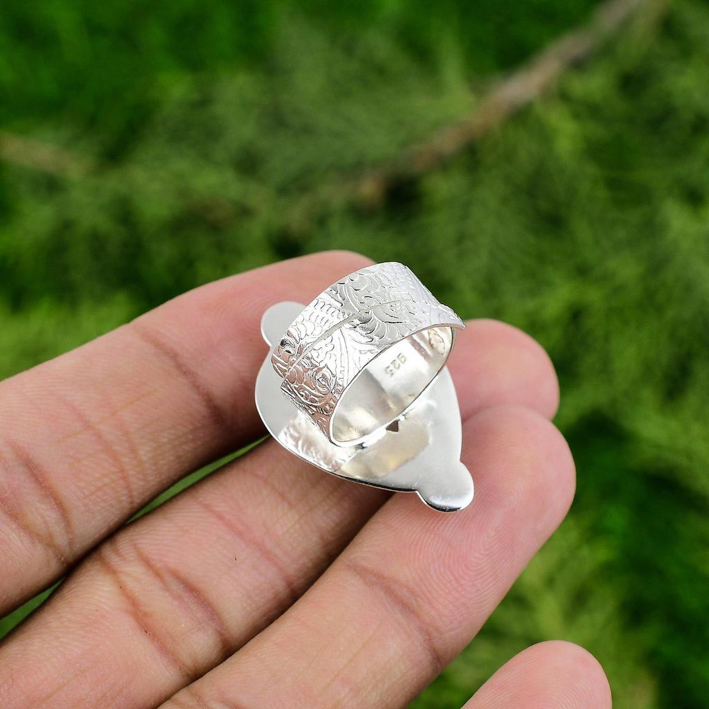 Natural Rainbow Moonstone Multi Stone Adjustable Ring 925 Silver For Girls