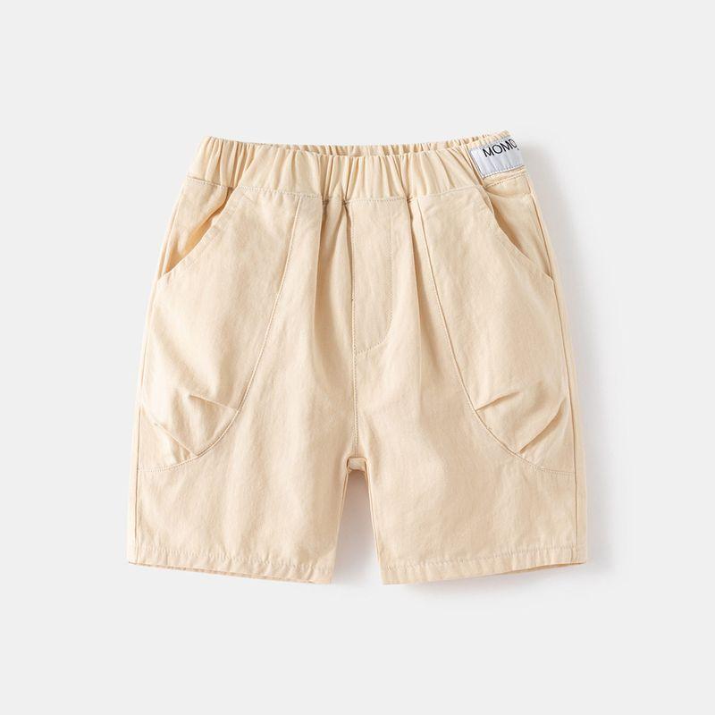 Color Five-Point Shorts, Summer Children's Woven Label Shorts, Baby Boys' Casual Mid-Length Pants, Korean Style Mid-Waist Elastic Waistband Pants