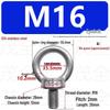 304 Stainless Steel Lifting Eye Bolt, Extended M3-M36 Round Screw