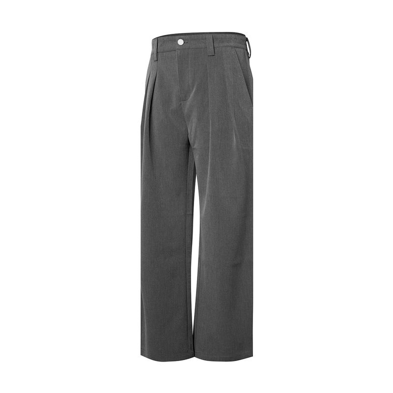 Blaexit American-Style Cleanfit Pleated A-Line Dress Pants for Men, High-End Straight-Leg Loose Old Money Style Trousers