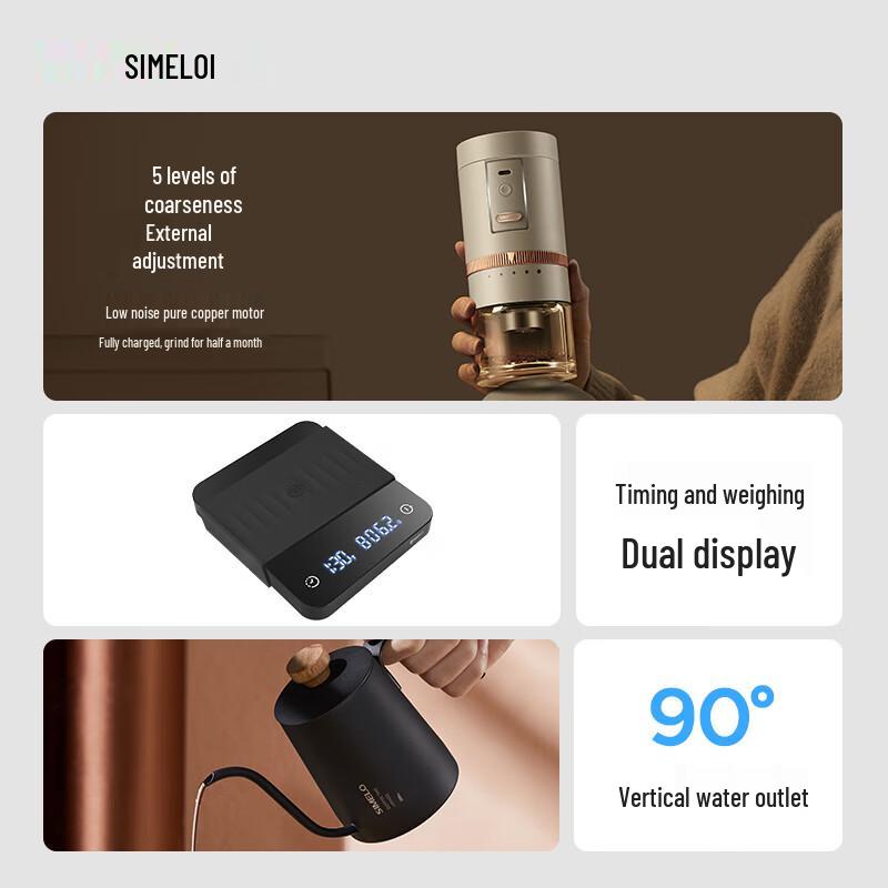 SIMELO Electric Coffee Grinder Pour-Over Coffee Set