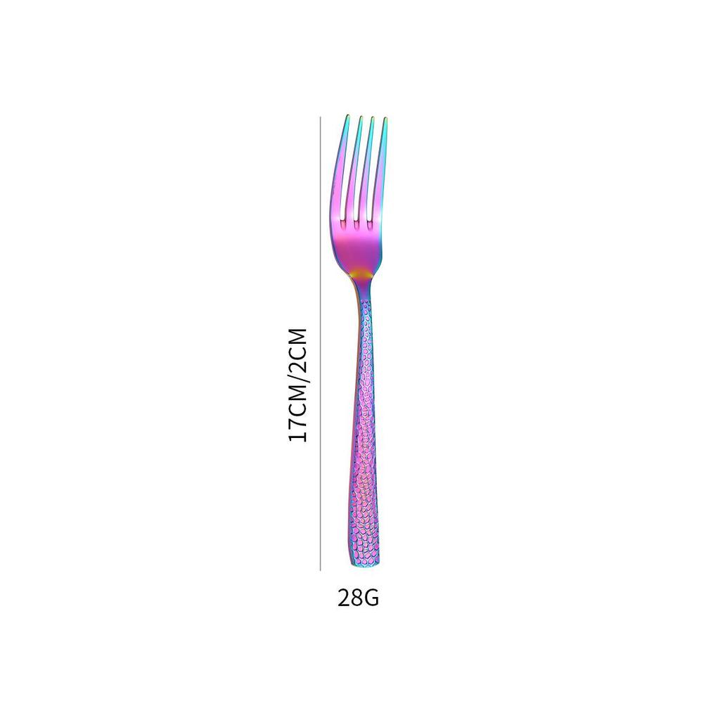 6-Piece Cross-Handle Snake Pattern Titanium-Plated Stainless Steel Cutlery Set (Knife, Fork, and Spoon)