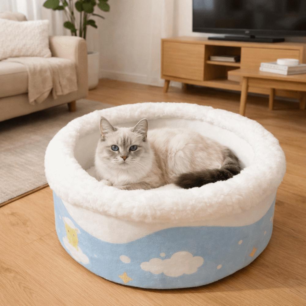 Thicken Plush Pet Nest Round Cat Sleeping Bag Universal Bathtub Cat Bed  for Cats and Dogs