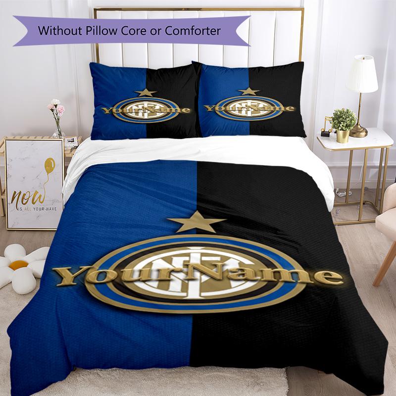Inter Milan Personalizza il tuo nome Set Biancheria da Letto Copripiumino Traspirante con Federe Decorazione per la Casa Regalo di Compleanno