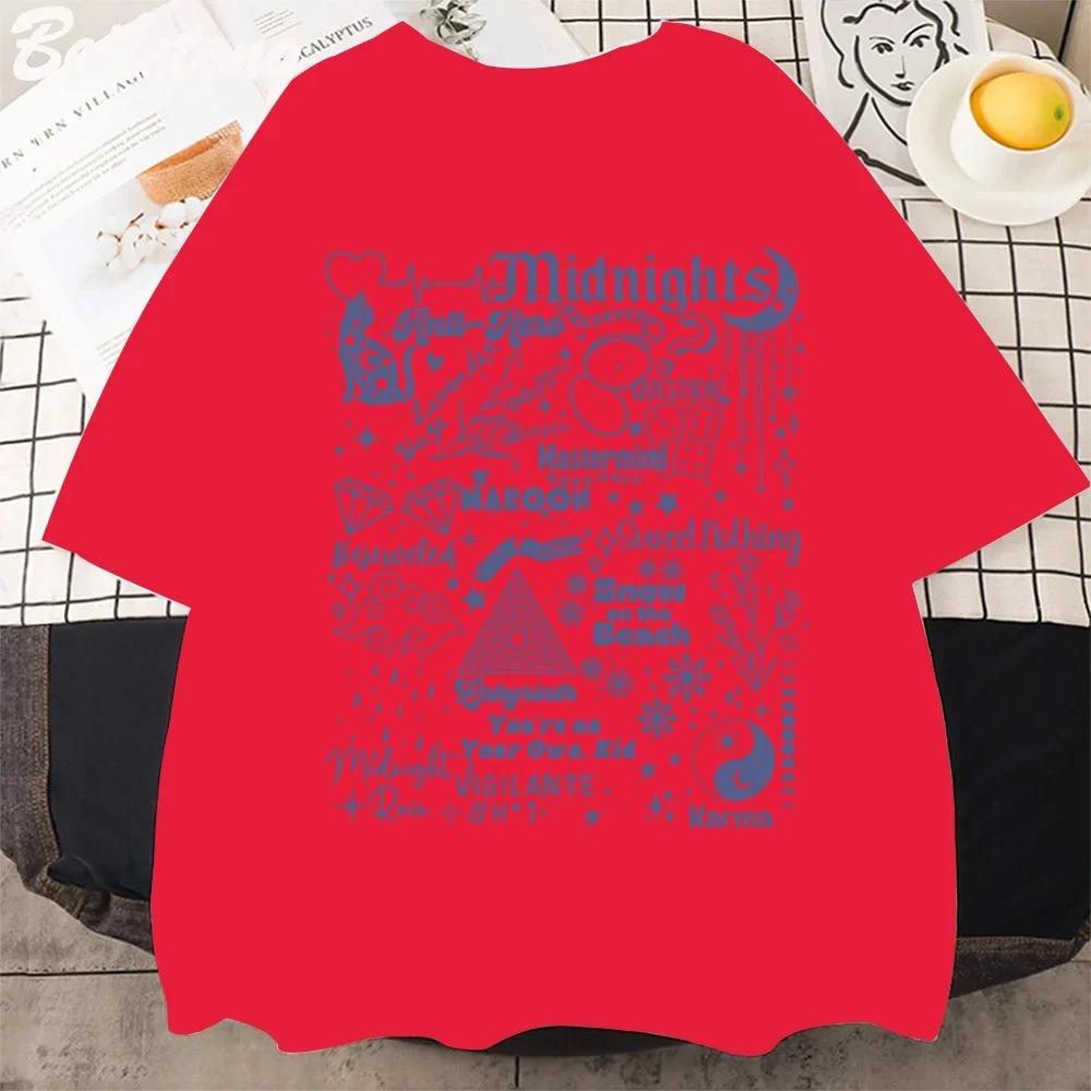 Taylor Swift Midnights Album Tracklist Doodle T-Shirt, Unisex Eras Tour Fan Merch, 100% Cotton Casual Streetwear Top