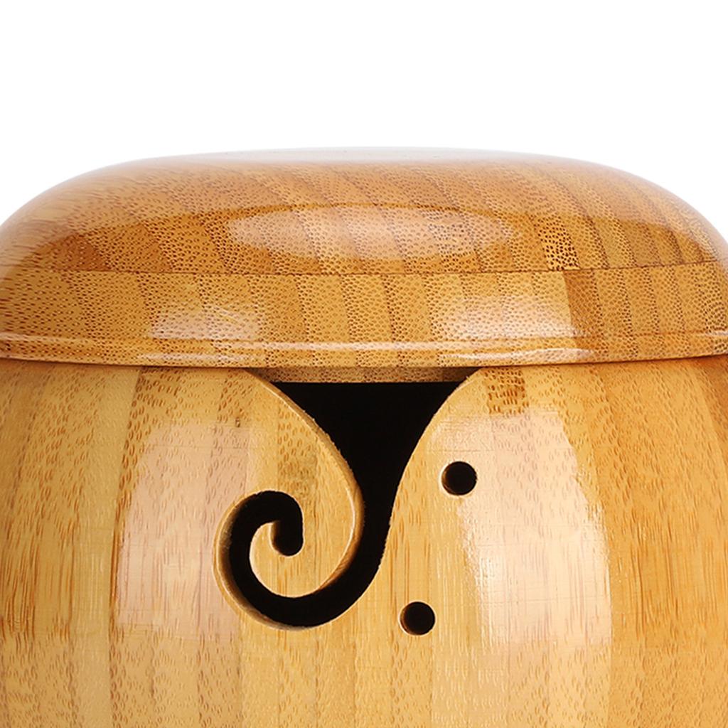 Wooden Yarn Storage Bowl Environmentally Friendly for Household Circular with Lid Crafted Box