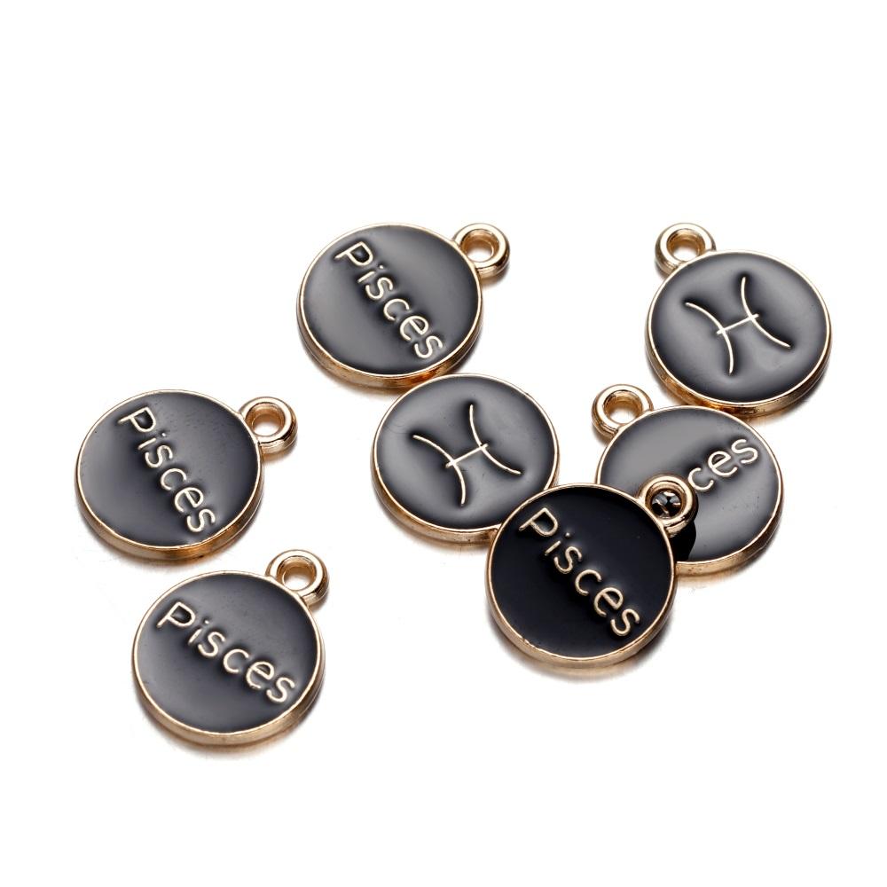 12Pcs/Lot 12 Constellations Charms Enamel Charms Letters Handmade Pendant for DIY Bracelet Necklace Pendants Jewelry Making