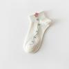 Women's Spring and Summer White Japanese-Style Cartoon Tulip Short Socks.