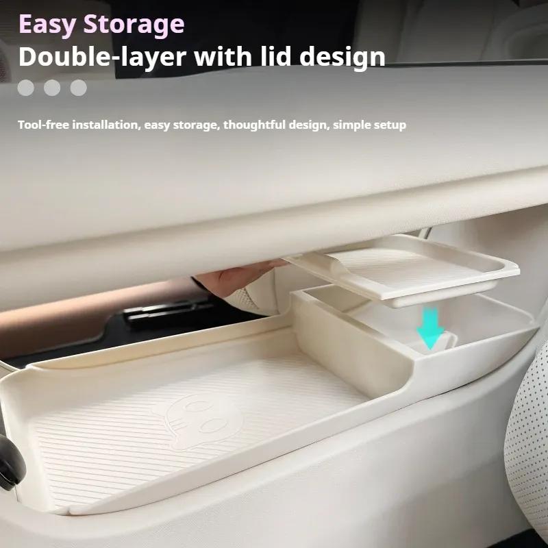 For ORA 5 2026 Center Console Storage Box Divider Organizer With Privacy Cover Armrest Storage Tray Interior Accessories