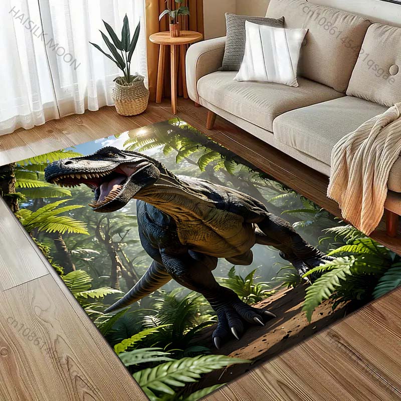 שטיח הדפסת טירנוזאורוס יער HD לחדר שינה סלון ליד המיטה ספה מחצלת רצפה עיצוב בית מודרני שטיח אזור גודל גדול
