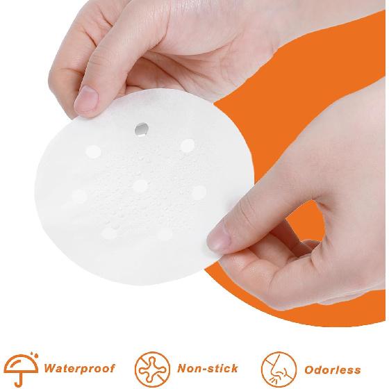 400 Pcs Mini Steam Paper with Holes Non-stick Small Round Air Fryer Parchment Paper Bamboo Steamer Liner White Anti-Stick 4 Inch Perforated Papel for
