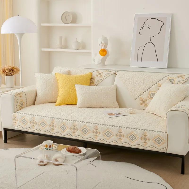 

Чехол для дивана из современной ткани с художественной вышивкой, универсальный легкий чехол на четыре сезона, роскошный элитный чехол для дивана для гостиной, заднее полотенце 30x50cm pillowcase