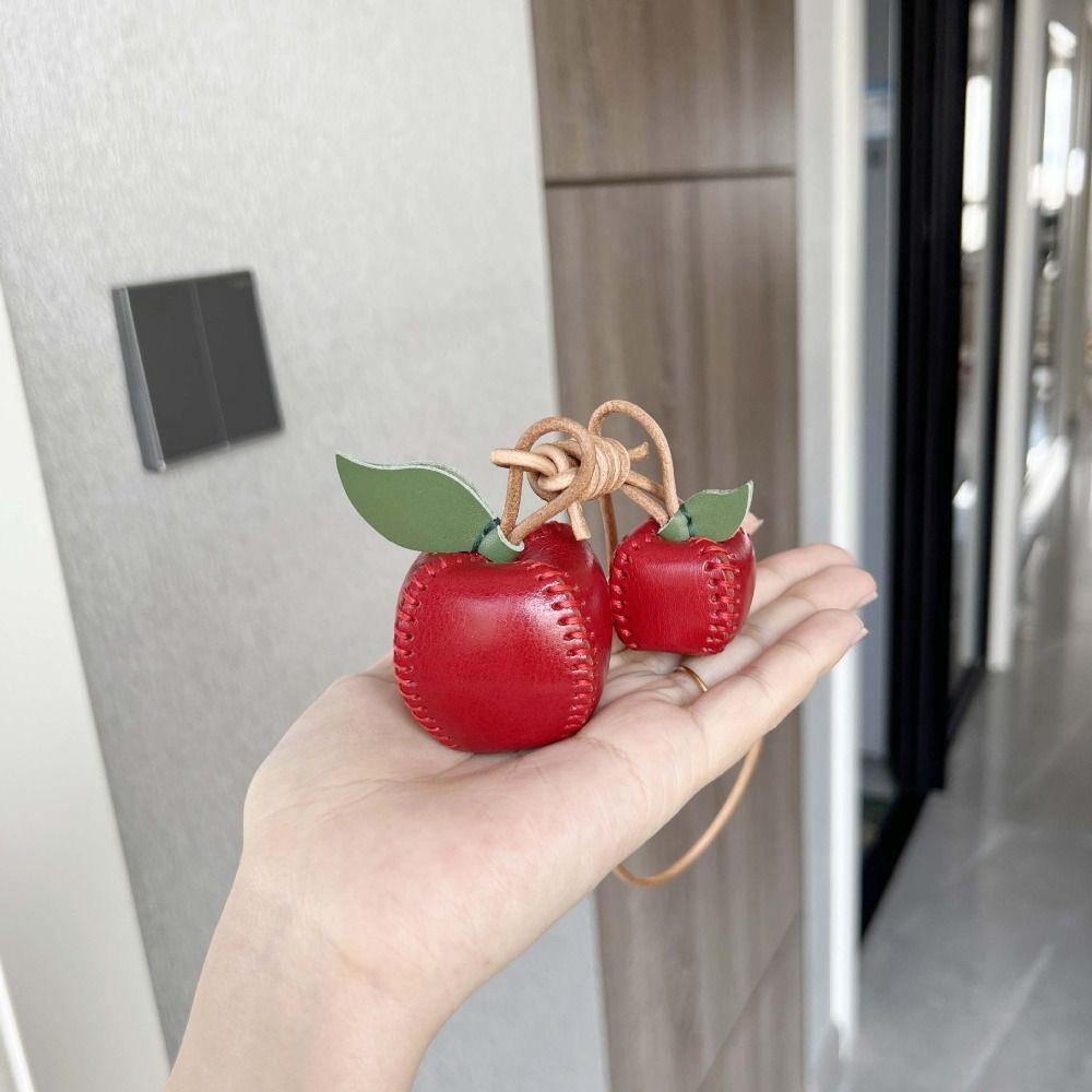 Pear Fruit Pendant Strawberry Bag Pendant Cute Leather Keychain Women