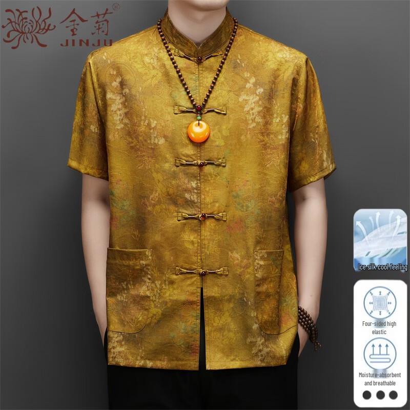 Men s Jinju Xiangyunsha Tang Suit Summer Shirt 41/180